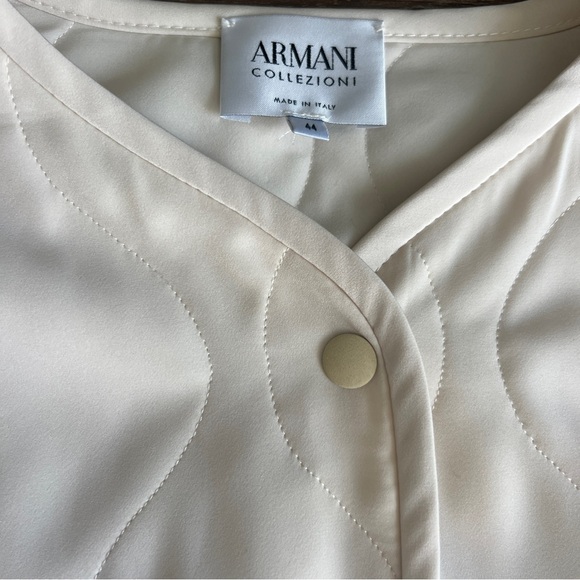 Armani Cream Quilted Jacket | Minimalist Elegant Outerwear | Size Medium - Picture 6 of 9